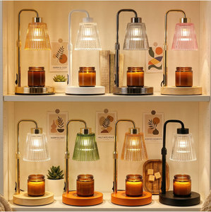 โคมไฟอุ่นเทียนไฟฟ้าแบบหรี่แสงได้ พร้อมตัวตั้งเวลา หลากสี ลายเส้นแนวตั้ง โคมแก้ว ปลอดภัย ไร้เปลวไฟ สำหรับละลายขี้ผึ้ง ตกแต่งบ้าน - Product Image 4