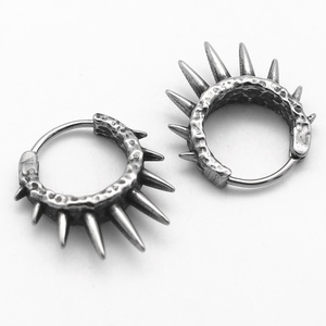 Punk <b>Titanium</b> Steel Retro Earrings Easy Buckle Design Men and Women Hoop Earrings 316 Stainless Steel Men's Jewelry Wholesale - Product Image 3