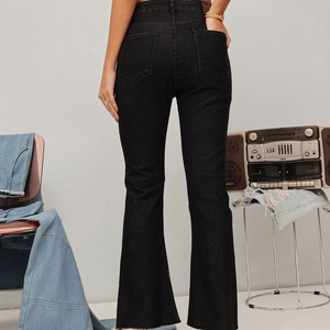 <span class=keywords><strong>Jean</strong></span> <span class=keywords><strong>Bootcut</strong></span> en Denim <span class=keywords><strong>Noir</strong></span> pour <span class=keywords><strong>Femme</strong></span>, Tissu Tissé Décontracté d'Été, Coupe Évasée, Pantalon Quotidien - Product Image 3