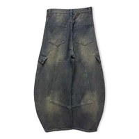 Jeans en denim baggy personnalisés style streetwear, patchwork, délavés et déchirés, en denim selvedge pour hommes – Vente en gros