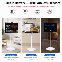 Téléviseur intelligent Android portable KEINONE HD 24/27/32 pouces avec rétroéclairage LED et écran tactile blanc HDTV mobile rechargeable sur pied LCD