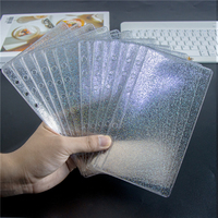 Pochettes pour classeur A5/A6/A7, enveloppes pour espèces, pochettes transparentes à paillettes en PVC de 0,3 mm d'épaisseur, protège-feuilles à chargement latéral 6 trous