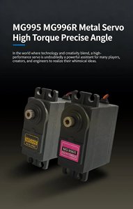 Micro-servo en métal MG996R, moteur à courant continu à balais, 13 kg/cm, 180° ° /360 °   Optionnel pour robot, hélicoptère RC, bateau RC, mini FPV UAV - Product Image 2