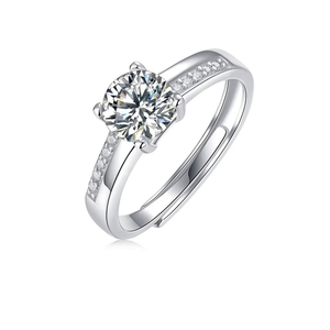 Wedding Anniversary 1ct 925 Sterling <strong>Silver</strong> Moissanite Diamond <strong>Ring</strong> for Women <strong>Adjustable</strong> Claw Setting Accessories - Product Image 1