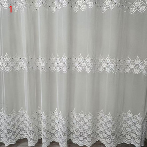 Tissu de luxe en gros blanc américain beau design brodé de fleurs en dentelle voilage pour le salon - Product Image 2