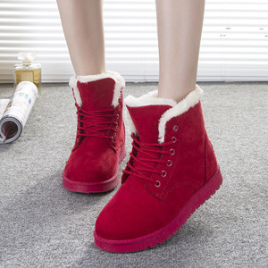 Haute qualité bout rond doublé en peluche chaud mi haut automne hiver Martin bottes chaussures pour femmes dame botte - Product Image 6