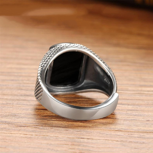925 실버 링 싱글 링 섹시한 레트로 블랙 인덱스 핑거 링 - Product Image 4