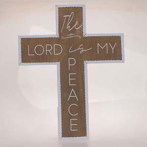 Croix religieuse en bois artisanale traditionnelle de 35x45 cm pour la décoration murale de la maison - Product Image 2