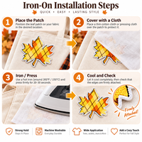 En gros Patch brodé Feuille d'érable à carreaux d'automne, thermocollant et à coudre