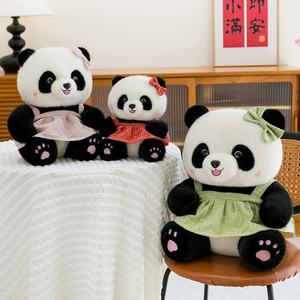 Nouvelle peluche en coton PP super douce, adorable robe de princesse <span class=keywords><strong>panda</strong></span> à fleurs de style <span class=keywords><strong>dessin</strong></span> <span class=keywords><strong>animé</strong></span>, avec nœud et bretelles - Product Image 2