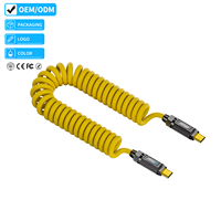 Kit de Cable Modular Tipo-C Justlink de 140W, 20Gbps, 8K60Hz, Cable de Datos en Espiral con E-Marker y LED para Laptop y Teléfono