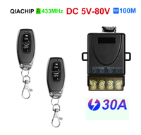433Mhz Télécommande Sans Fil Commutateur 30A DC 12V 5V 24V 48V 72V 80V RF Relais Récepteur Pour Moteurs Pompes À Eau Lumières Commutateur