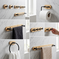 Crochets muraux autocollants en métal et bambou, porte-manteau, organisateur de vêtements pour salle de bain et salon