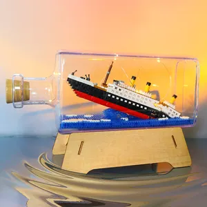 Nova garrafa de brinquedo titanic, mini bloco de construção de plástico, peça única para crianças