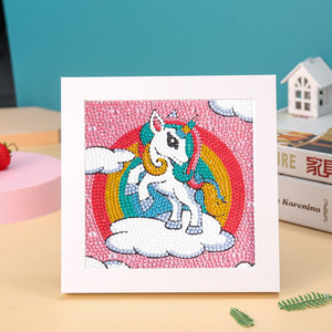 Cadeau pour enfants enfants <span class=keywords><strong>diamant</strong></span> peinture dessin animé <span class=keywords><strong>licorne</strong></span> Animal <span class=keywords><strong>diamant</strong></span> mosaïque peinture avec cadre bricolage décor à la maison - Product Image 1