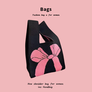 Venta caliente señora niñas lindo Color caramelo bolsos de punto estilo coreano utilizable mujeres compras Walker Tote plegable tejer bolsas - Product Image 5