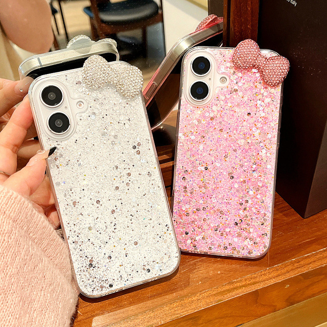 Luxury Korean Fashion Shining Full Screen Rhinestone Bow Phone Case for iPhone 17 16 15 14 13 12 11 Pro Max Phone case