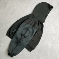 Personnalisé Acide Lavé Distressed Pull Hommes Sweats À Capuche Contraste De Bloc De Couleur Sweat À Capuche Pour Hommes Applique Broderie Boxy Hoodie Pour Hommes