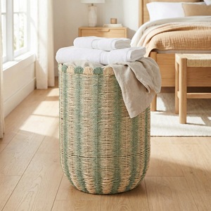Woven Laundry <b>Basket</b> Round 45x60cm Handmade <b>Storage</b> Organizer For Clothing And Shoes - Product Image 4