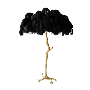 Lampadaire 35 <span class=keywords><strong>plumes</strong></span> d'autruche décor moderne de luxe <span class=keywords><strong>avec</strong></span> base en résine dorée excellent éclairage - Product Image 2