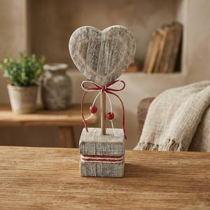 Adorno Decorativo de Corazón de Madera para Mesa de Salón, Decoración Rústica de Estilo Campestre, Corazón de Madera Romántico, Regalo de Decoración para el Hogar - Product Image 4