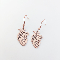 Boucles d'oreilles coeur médical organique Bijoux coeur anatomique Pendientes De Acero Boucles d'oreilles en forme de coeur inoxydable