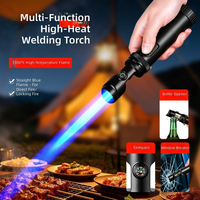Briquet à gaz butane moderne en métal, coupe-vent, haute température, pistolet à flamme gonflable pour cigares, barbecue et camping