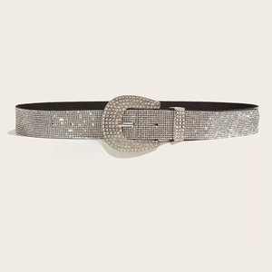 Cinture di Lusso per Donne in Pelle PU Brillante con Diamanti, <span class=keywords><strong>Cintura</strong></span> Western Scintillante <span class=keywords><strong>Bianca</strong></span> con Borchie e Strass per Ragazze - Product Image 5