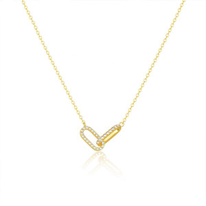 Collar de plata de ley S925, colgante geométrico entrelazado chapado en oro de 14 quilates, cadena de clavícula <span class=keywords><strong>Simple</strong></span> para mujer, regalos de joyería de boda - Product Image 1