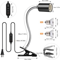 Lampe chauffante JY à 2 ampoules UVA/UVB pour dragons barbus, reptiles, tuyau rotatif à 360°, minuterie, aluminium durable, écologique, câble de 150 cm