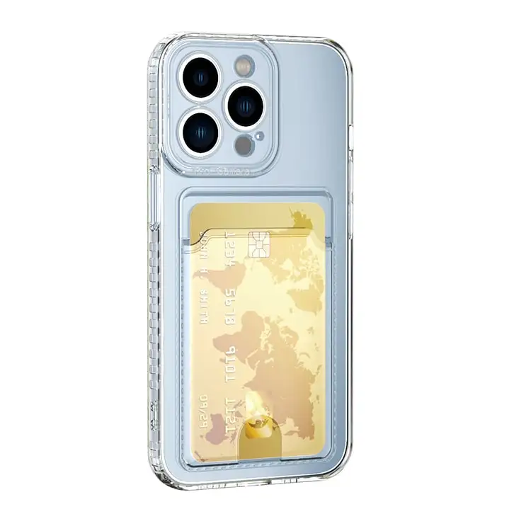 Capa de TPU Macio ultra fina transparente para celular com slot para cartão, carteira para Samsung S24 S23 Ultra iPhone 15 14 Pro, de boa qualidade