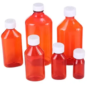 Kimyasallar için 8OZ ilaç plastik PP sıvı Oval şişeler mezun şeffaf şişeler
