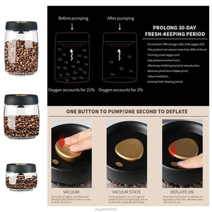 Récipient de stockage alimentaire domestique en verre, hermétique et anti-humidité, avec couvercle, pour grains de café et thé, à extraction <span class=keywords><strong>d</strong></span>'<span class=keywords><strong>air</strong></span>, sûr et pratique - Product Image 3