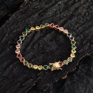 Color Tennis <b>Bracelet</b>, Heart-shaped 4 * 4mm Couple Stacked Tennis <b>Bracelet</b> Tanjing Fashion Lijing Necklace - Product Image 1