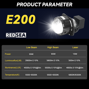 <span class=keywords><strong>RS</strong></span> E200 3.0 inch ô tô đèn pha 130W 13000lm chiếu đèn pha Laser/HI/lo chùm bi Led Laser đèn pha ống kính máy chiếu - Product Image 6