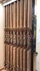 Wholesale Luxury Grey <strong>Chenille</strong> Window Curtain with Embroidery Curtain <strong>Fabric</strong> for <strong>the</strong> Living Room