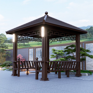 ศาลาสี่มุมแปดเหลี่ยมลายไม้โบราณสำหรับสนามหญ้าในชนบทและบ้านสวน - Product Image 4