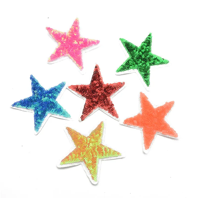 60pcs 6colors heart buttfly star sequin Iron-On Applique/Embroidered Patch -Sequin Heart badge for clothes