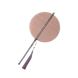 Éventail rond en bambou tissé à la main, style chinois, éventail de danse Hanfu, éventail portable pour l'été, éventail en feuilles de palmier - Product Image 3
