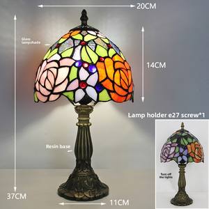 Lámpara de Mesa Vintage de Estilo Americano Retro Tiffany con Vidrio de Colores, Luz Ambiental para Restaurante, Lámpara de Noche, Lámpara Creativa para Cafetería y Bar - Product Image 6