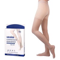 Manchons de compression pour mollets à compression graduée, respirants, de qualité médicale, 20-30 mmHg, à bout ouvert, style legging décontracté, hauteur genou, avec bandeau de maintien à la taille