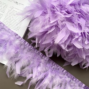 Dentelle à bordure épaisse en plumes de dinde, pièce décorative, accessoires pour vêtements de mariage et de danse latine, artisanat DIY, bijoux, largeur 18 cm - Product Image 4