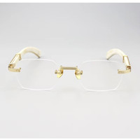Marque de luxe personnalisée boeuf blanc lunettes optiques en corne de buffle monture de lunettes d'affaires sans monture monture de lunettes optiques sans cadre