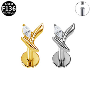 Boucles d'oreilles en titane, design hippocampe, citrouille, fleur, qualité médicale ASTM F136, pour piercing d'oreille - Product Image 5