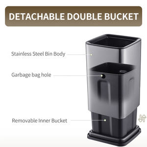 مكتب فاخر مخصص داخلي صندوق قمامة فندق تجاري معدني مطبخ من الفولاذ المقاوم للصدأ مفتوح من الأعلى - Product Image 2