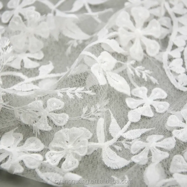 Aplique bordado floral em tecido tule, vestido de casamento, decoração de casa