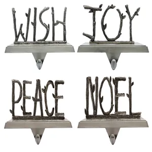 Подставка для камина, держатель для чулок, Рождественский крючок, металлическая подставка, держатели для рождественских чулок