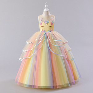 Vestido de <span class=keywords><strong>Unicornio</strong></span> <span class=keywords><strong>para</strong></span> <span class=keywords><strong>Niñas</strong></span> |   Vestido Largo de Satén con Malla <span class=keywords><strong>para</strong></span> Niña, <span class=keywords><strong>para</strong></span> Fiestas |   ODM Personalizado al por Mayor - Product Image 3