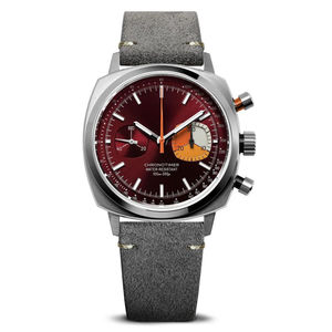 Montre chronographe mécanique Citizen à cadran vert, résistante à l'eau 100 bars, boîtier en acier inoxydable, bracelet en cuir, sport, 40 mm - Product Image 2