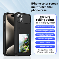 Coque de téléphone portable antichoc en TPU+PU au design de luxe NFC DIY, compatible avec les modèles 17/16/15/14 Pro Max, avec écran E-Ink multifonctionnel